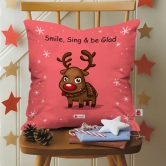 Indigifts Christmas Cushion Covers Smile, Sing & Be Glad Printed Pink Cushion Cover 16x16 inches - Christmas Cushion, Christmas Decorations for House, Xmas Decorations