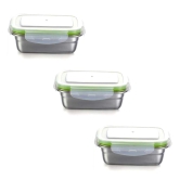 Femora Lunch Box High Steel Rectangle Heavy Duty Airtight Leakproof Unbreakable Storage Container with Lock Lid Lunch Box for Office-College-School, Lunch Box - 2800 ml/gm, Set of 3