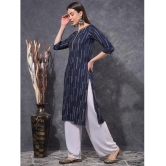 Mamoose Cotton Blend Self Design Straight Womens Kurti - Blue ( Pack of 1 ) - None