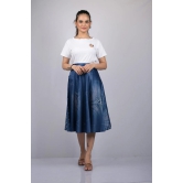 Printed  Skirt For Women black Digital Print Party Wear Skirt (OTLKT1013)-Blue / L