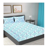 FrionKandy Living - Light Blue Cotton Double Bedsheet with 2 Pillow Covers - Light Blue