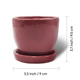 Ceramic Planter with Tray Beet Red