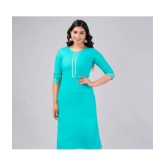 MAUKA Rayon Embroidered Straight Womens Kurti - Turquoise ( Pack of 1 ) - None