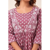 SVARCHI Cotton Printed Anarkali Womens Kurti - Mauve ( Pack of 1 ) - None