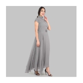 JASH CREATION - Grey Georgette Womens Fit & Flare Dress ( Pack of 1 ) - None