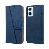 NBOX - Blue Artificial Leather Flip Cover Compatible For Oppo A76 ( Pack of 1 ) - Blue