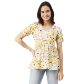 Moomaya Printed V-Neck Flared Long Top, Womens Casual Summer Tunic For Jeans