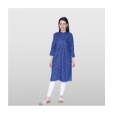 CEFALU - Navy Cotton Blend Women''s Straight Kurti ( Pack of 1 ) - None