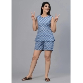 Frionkandy Blue Cotton Womens Nightwear Nightsuit Sets ( Pack of 1 ) - None