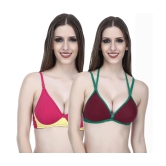 Elina Pack of 2 Cotton Non Padded Womens T-Shirt Bra ( Multi Color ) - 38B