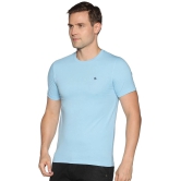 Dollar Cotton Blend Regular Fit Solids Round Half Sleeves Blue Men T-Shirt Single Pack - None