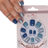 GLITTER SMALL SQUARE NAILS (NAIL KIT INCLUDED)-Blue