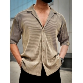 clafoutis Polyester Regular Fit Self Design Half Sleeves Men's Casual Shirt - Camel ( Pack of 1 ) - None