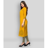 Vbuyz - Yellow Cotton Womens High Slit Kurti ( Pack of 1 ) - L