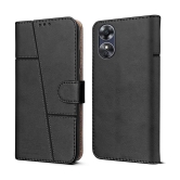 NBOX Black Flip Cover Artificial Leather Compatible For Oppo F23 5G ( Pack of 1 ) - Black