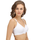 Womens Super Fit White Full Coverage Everyday Plus Size T-Shirt Non Padded Seamless Bra Free Transparent Strap-44 / E / White