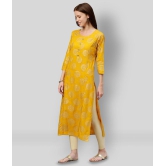 KIPEK - Yellow Rayon Womens Straight Kurti - L