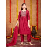 Aarika Maroon Silk Girls Kurta and Pant Set ( Pack of 1 ) - None