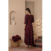 Kapadia Rayon Printed Anarkali Womens Kurti - Maroon ( Pack of 1 ) - None