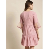 Juniper Cotton Blend Embroidered Mini Womens Fit & Flare Dress - Pink ( Pack of 1 ) - None