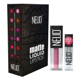 NEUD Matte Liquid Lipstick Combo Of Supple Candy and Oh My Coco With Two Lip Gloss Free