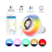 Music Light Bulb, E27 & B22 LED Light Bulb With Bluetooth Speaker RGB Self Changing Color Lamp Built-In Audio Speaker