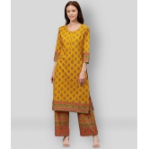 KIPEK - Yellow Straight Cotton Women's Stitched Salwar Suit ( Pack of 1 ) - XL