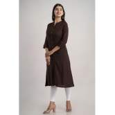 MAUKA - Brown Rayon Women's A-line Kurti ( Pack of 1 ) - None