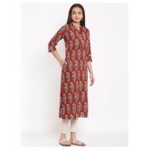 FabbibaPrints Maroon Cotton Straight Kurti - L