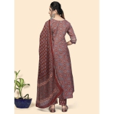 Vbuyz - Maroon Anarkali Cotton Womens Stitched Salwar Suit ( Pack of 1 ) - None