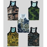 HAP - 100% Cotton Printed Multi Color Boys Vest ( Pack of 5 ) - None