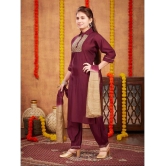 Aarika Wine Silk Girls Patiala Kurta Set ( Pack of 1 ) - None