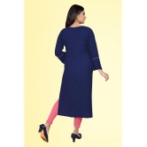 haya fashion - Navy Rayon Women's Straight Kurti ( Pack of 1 ) - None