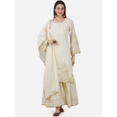 Ethnic Motifs Embroidered Pure Cotton Kurta with Sharara & Dupatta