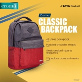 Croma Classic Polyester Laptop Backpack for 14 Inch Laptop (40 L, Adjustable Shoulder Strap, Grey)