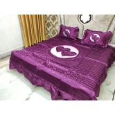 Satin Quilted Wedding Bedsheet-Wine