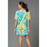 Yellow & Sky Blue Co-ord Set for Women L