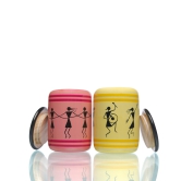 Channapatna Wooden Utility Jar - Small (Pink & Yellow) | Set of 2-