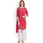 Women Pink Block Print Kurta with Jacket