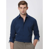 Navy Stretch Plain Slim Fit Casual Shirt