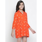 Oxolloxo Orange Floral Satin Shirt Dress