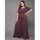 Miss Chase A+ Georgette Embellished Full Length Womens Side Slit Dress - Mauve ( Pack of 1 ) - None