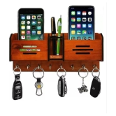 NBOX Wall Mobile Holders and Pen Stand for all Smartphones Apple,Vivo, Oppo, Redmi,Xiaomi (Brown) - Brown