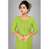 haya fashion - Green Rayon Women's Straight Kurti ( Pack of 1 ) - None