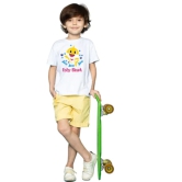 Boys Cotton Baby Shark Half Sleeve TShirt (White) PID41504