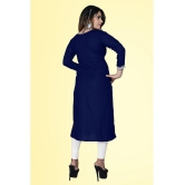 haya fashion - Navy Rayon Women's Straight Kurti ( Pack of 1 ) - None