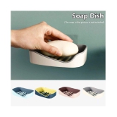 ABS Plastic Adhesive Waterproof Kitchen, Bathroom Soap Dish Soap Holder (Pack of 2)