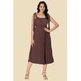 Glomee Crepe Solid Midi Womens Fit & Flare Dress - Brown ( Pack of 1 ) - None