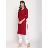 Queenley - Maroon Cotton Women's Straight Kurti ( Pack of 1 ) - XXL