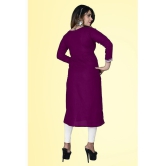 haya fashion - Magenta Rayon Women's Straight Kurti ( Pack of 1 ) - None